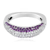 ESTATE 1.25CT DIAMOND & AAA PINK SAPPHIRE 18KT WHITE GOLD 3D DOME SHAPE FUN RING