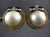 LARGE .22CT DIAMOND & AAA PEARL 18K YELLOW GOLD CIRCULAR CLIP ON EARRINGS #27180
