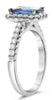 1.99CT DIAMOND &AAA SAPPHIRE 18K WHITE GOLD CUSHION & ROUND HALO ENGAGEMENT RING