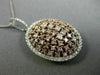 ESTATE LARGE 2.01CT WHITE & PINK DIAMOND 18K 2 TONE GOLD 3D CLUSTER OVAL PENDANT