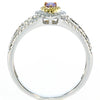 .49CT WHITE PINK & FANCY YELLOW DIAMOND 18K WHITE ROSE GOLD HALO ENGAGEMENT RING