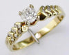 ESTATE .63CT DIAMOND 14KT YELLOW GOLD 3D ROUND SOLITAIRE V SHAPE ENGAGEMENT RING