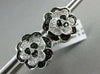 ESTATE WIDE 1CT WHITE & BLACK DIAMOND 14KT WHITE GOLD 3D FLOWER CLIP ON EARRINGS
