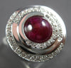 LARGE 4.30CT DIAMOND & AAA CABOCHON RUBY 14K WHITE GOLD 3D ROUND FUN RING #28296