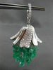 ANTIQUE LARGE 38.89CT DIAMOND & AAA EMERALD 18KT WHITE GOLD CHANDELIER EARRINGS