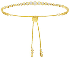1.05CT DIAMOND 14KT YELLOW GOLD 3D ROUND CLASSIC GRADUATING ADJUSTABLE BRACELET