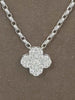 ESTATE 1.47CT DIAMOND 18KT WHITE GOLD 3D ROUND & BAGUETTE FLOWER LOVE NECKLACE