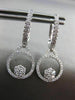 ESTATE .47CT DIAMOND 18K WHITE GOLD 3D FLOWER CIRCLE OF LIFE HUGGIE EARRINGS VVS