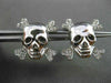 ESTATE .20CT DIAMOND 14KT WHITE GOLD PIRATE SKULL SCREW BACK STUD EARRINGS F/G