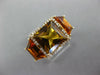 LARGE 6.27CT DIAMOND AAA CITRINE 14K YELLOW GOLD SQUARE & TRAPEZOID 3 STONE RING