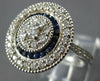 LARGE 1.87CT DIAMOND & SAPPHIRE 18K WHITE GOLD ROUND FILIGREE LOVE RING #27029