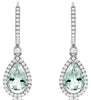 2.32CT DIAMOND & AAA AQUAMARINE 14KT WHITE GOLD 3D PEAR SHAPE & ROUND EARRINGS