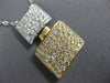 ESTATE LARGE .88CT DIAMOND 18KT WHITE & YELLOW GOLD 3D DOUBLE SQUARE FUN PENDANT