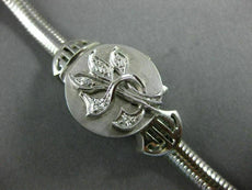 ANTIQUE .15CT OLD MINE DIAMOND 14KT WHITE GOLD 3D FLOWER WATCH BRACELET #2059