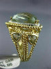 EXTRA LARGE 12.16CT DIAMOND & GREEN AMETHYST 14KT 2TONE GOLD FILIGREE HALO RING
