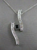 ESTATE .55CT DIAMOND & SAPPHIRE 14K WHITE GOLD LONG SWIRL PENDANT #34X12
