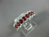 WIDE 1.70CT DIAMOND & AAA RUBY 18KT WHITE GOLD 3D 3 ROW WEDDING ANNIVERSARY RING