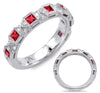 .92CT DIAMOND & AAA RUBY 14KT WHITE GOLD 3D ROUND & PRINCESS FILIGREE FUN RING