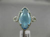 WIDE 4.66CT DIAMOND & AAA MARQUISE SHAPE BLUE TOPAZ 14K WHITE GOLD CABACHON RING