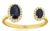 .99CT DIAMOND & AAA SAPPHIRE 14K YELLOW GOLD OVAL & ROUND DOUBLE FLOWER FUN RING
