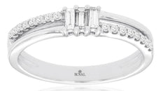 .20CT DIAMOND 14KT WHITE GOLD ROUND & BAGUETTE 3 STONE PAST PRESENT FUTURE RING