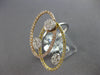 LARGE 1.65CT DIAMOND 14KT TRI COLOR GOLD CLUSTER FLOWER OVAL FLOATING FUN RING
