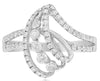 ESTATE .65CT DIAMOND 18KT WHITE GOLD 3D CRISS CROSS HEART SHAPE LOVE RING