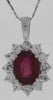 3.30CT DIAMOND & AAA RUBY 14KT WHITE GOLD 3D OVAL & ROUND PRINCESS DIANA PENDANT