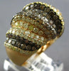 LARGE 5.92CT WHITE & MULTI COLOR DIAMOND 18KT YELLOW GOLD 3D MULTI ROW FUN RING