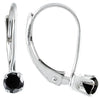 ESTATE .23CT BLACK DIAMOND 14KT WHITE GOLD SOLITAIRE LEVERBACK HANGING EARRINGS
