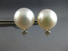 LARGE .10CT DIAMOND & AAA SOUTH SEA PEARL 18K WHITE GOLD SOLITAIRE STUD EARRINGS