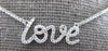 ESTATE 0.16CT DIAMOND 18KT WHITE GOLD 3D CLASSIC SCRIPT LOVE NECKLACE