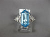 ESTATE 3.15CT DIAMOND & AAA BLUE TOPAZ 14KT WHITE GOLD HEXAGON & ROUND LOVE RING