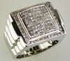 ESTATE LARGE 1.75CT DIAMOND 14KT WHITE GOLD 3D PRINCESS & ROUND SQUARE MENS RING