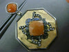 ANTIQUE .67CT DIAMOND & ORANGE AVENTURINE 18KT TRI COLOR GOLD FILIGREE EARRINGS