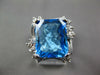 LARGE 7.63CT DIAMOND & AAA BLUE TOPAZ 14K WHITE GOLD 3D CUSHION & ROUND FUN RING