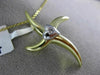 ESTATE .05CT DIAMOND 14K WHITE & YELLOW GOLD 3D HEART ETOILE CROSS PENDANT #2012