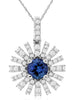 .83CT DIAMOND & AAA TANZANITE 14KT WHITE GOLD FLOWER STARBURST FLOATING PENDANT