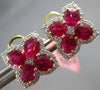 LARGE 3.98CT DIAMOND & AAA RUBY 14KT ROSE GOLD 3D OVAL MULTI LEAF STUD EARRINGS
