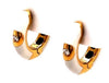 .05CT DIAMOND & WHITE ENAMEL 18KT YELLOW GOLD SOLITAIRE HUGGIE HANGING EARRINGS