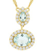 2.37CT DIAMOND & AAA AQUAMARINE 14K YELLOW GOLD OVAL PEAR SHAPE & ROUND NECKLACE