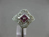 WIDE .51CT DIAMOND & AAA PINK SAPPHIRE 14K WHITE GOLD OPEN FILIGREE HEXAGON RING