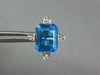 LARGE 10.1CT DIAMOND & AAA BLUE TOPAZ 14KT WHITE GOLD EMERALD CUT STUD EARRINGS