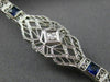 ANTIQUE 1.22CT DIAMOND & AAA SAPPHIRE 14K WHITE GOLD 3D FILIGREE BRACELET #21631