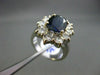 ESTATE LARGE 5.10CT DIAMOND & AAA SAPPHIRE 14KT WHITE GOLD OVAL CLUSTER RING