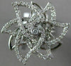 ESTATE LARGE 1.26CT ROUND DIAMOND 18K WHITE GOLD 3D CLASSIC FLOWER STAR FUN RING