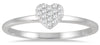 ESTATE .10CT DIAMOND 14KT WHITE GOLD 3D CLASSIC PAVE HEART SHAPE FUN LOVE RING