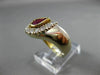 ESTATE WIDE 1.12CT DIAMOND & AAA RUBY 14KT TWO TONE GOLD SEMI MOON RING #11184