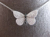 ESTATE LARGE .52CT WHITE & BLACK DIAMOND 14KT WHITE GOLD BUTTERFLY LOVE NECKLACE