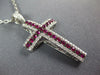 ESTATE LARGE .97CT DIAMOND & AAA RUBY 18KT WHITE GOLD 3D CLASSIC CROSS PENDANT